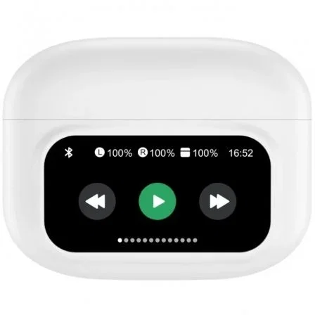 Muvit For Change Auriculares Bluetooth True Wireless M2404 (MCTWS0007) con ANC, ENC, Estuche con Pantalla, Autonomía 6h, Color Blanco